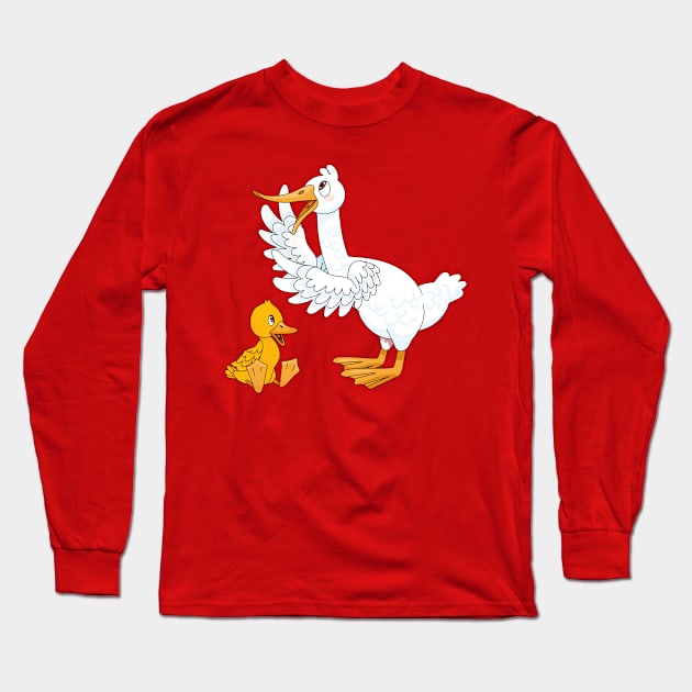 Duck With baby Funny Long Sleeve T-Shirt by Mako Design 